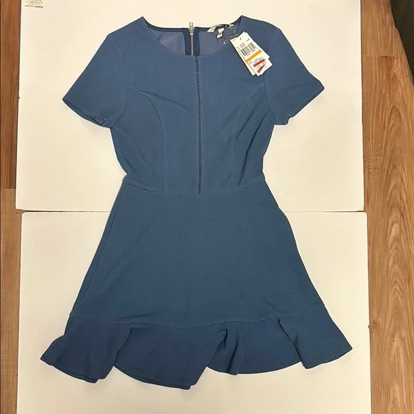 Speechless Blue Ruffled Mini Dress Fit and Flare - Picture 3 of 5